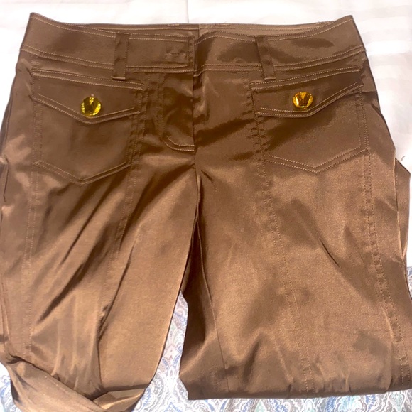 Cache Capri Pants In Beautiful Brown with Gold Buttons. New Never Used.